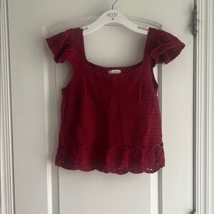 Universal Thread Women's Deep Red Crochet Blouse